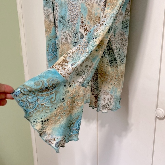 NEW YORK CITY DESIGN CO Paisley Bell Long Sleeve Blouse Womens Large - Picture 13 of 15